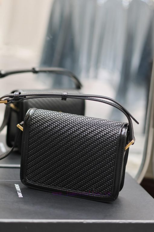 Yves Saint Laurent Bags 𝑺𝑶𝑳𝑭𝑬𝑹𝑰𝑵𝑶 𝑩𝑶𝑿 Black woven gold buckle_19cmMust be popular, it conquered the entire fashion c q9akd6rb - Image 7