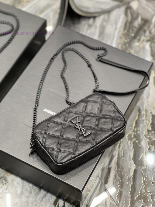Yves Saint Laurent Bags The latest BECKY diamond stitched double zipper clutch is made of delicate original sheepski k06q6mkf - Image 9