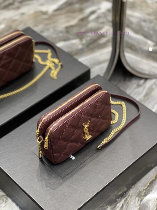 Yves Saint Laurent Bags The latest BECKY diamond stitched double zipper clutch is made of delicate original sheepski q2iptege - Image 6