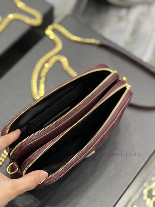 Yves Saint Laurent Bags The latest BECKY diamond stitched double zipper clutch is made of delicate original sheepski q2iptege - Image 8