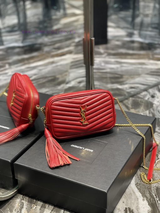 Yves Saint Laurent Bags Red gold buckle_Top class imported cowhide camera bag, ZP open mold printing, to be identica n065hyla - Image 3