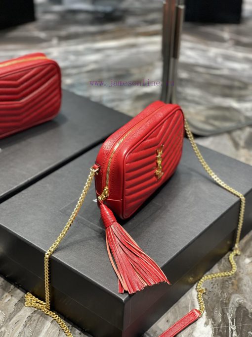 Yves Saint Laurent Bags Red gold buckle_Top class imported cowhide camera bag, ZP open mold printing, to be identica n065hyla - Image 4
