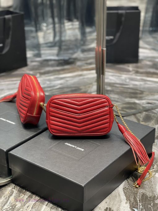 Yves Saint Laurent Bags Red gold buckle_Top class imported cowhide camera bag, ZP open mold printing, to be identica n065hyla - Image 7