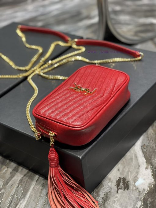 Yves Saint Laurent Bags Red gold buckle_Top class imported cowhide camera bag, ZP open mold printing, to be identica n065hyla - Image 9