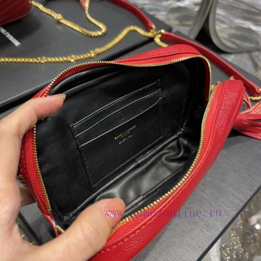 Yves Saint Laurent Bags Red gold buckle_Top class imported cowhide camera bag, ZP open mold printing, to be identica n065hyla - Image 10