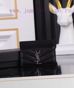 Yves Saint Laurent Bags SLoro Piana card clip credit clip metal interlocking YSL standard, jacquard embossed stitchi 0y0dte40