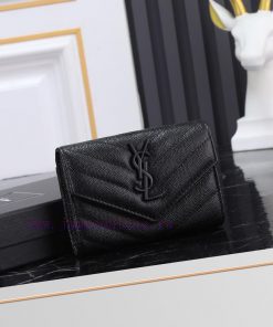 Yves Saint Laurent Bags SLoro Piana two fold short clip wallet card bag, original development, imported calf leather 0kyvup00