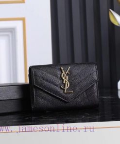 Yves Saint Laurent Bags SLoro Piana two fold short clip wallet card bag, original development, imported calf leather sbrltfrr