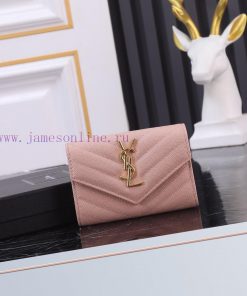 Yves Saint Laurent Bags SLoro Piana two fold short clip wallet card bag, original development, imported calf leather vr8sfcsq