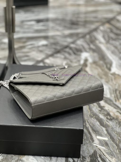 Yves Saint Laurent Bags Envelope Grey Silver BuckleMedium grained embossed quilted genuine leather envelope bagClass f8w1rmzb - Image 8