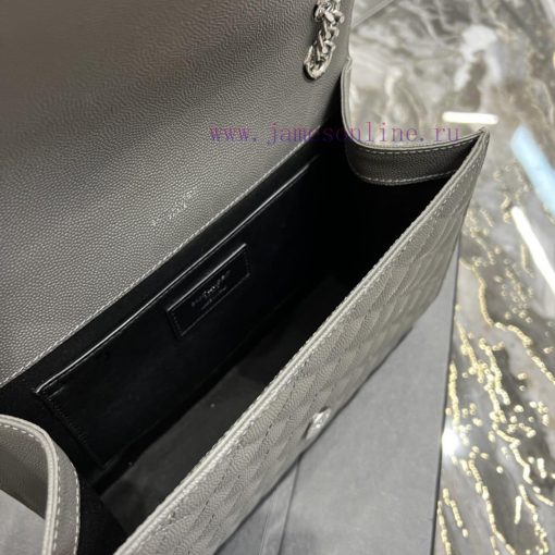 Yves Saint Laurent Bags Envelope Grey Silver BuckleMedium grained embossed quilted genuine leather envelope bagClass f8w1rmzb - Image 10