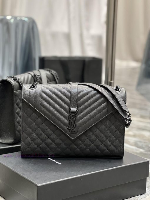 Yves Saint Laurent Bags Envelope Black BuckleLarge grained embossed stitched genuine leather envelope bagClassic is m38e3ht9 - Image 2