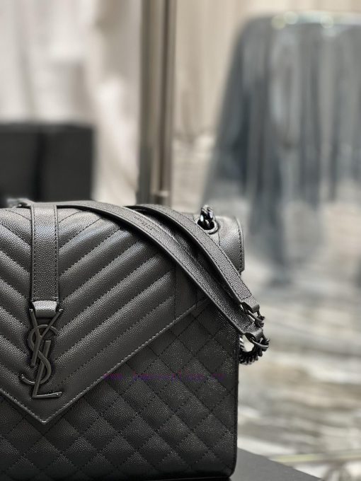 Yves Saint Laurent Bags Envelope Black BuckleLarge grained embossed stitched genuine leather envelope bagClassic is m38e3ht9 - Image 4