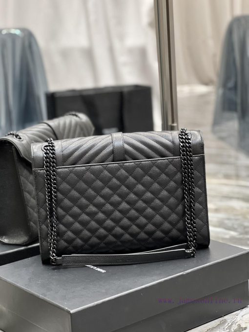 Yves Saint Laurent Bags Envelope Black BuckleLarge grained embossed stitched genuine leather envelope bagClassic is m38e3ht9 - Image 7