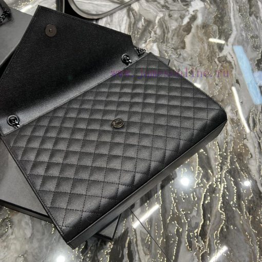 Yves Saint Laurent Bags Envelope Black BuckleLarge grained embossed stitched genuine leather envelope bagClassic is m38e3ht9 - Image 9