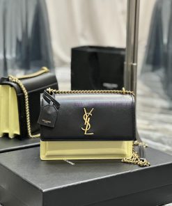 Yves Saint Laurent Bags 𝑺𝒖𝒏𝒔𝒆𝒕 𝟮𝟮𝒄𝒎Black with ApricotThe unbeatable classic toothpick patterned sunset bag has been cz418jhv