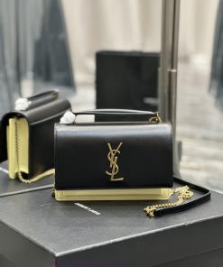 Yves Saint Laurent Bags NEW Black Milk Gold Buckle Toothpick Pattern_Sunset woc Here comes the new sunset bag with t sncd64fo
