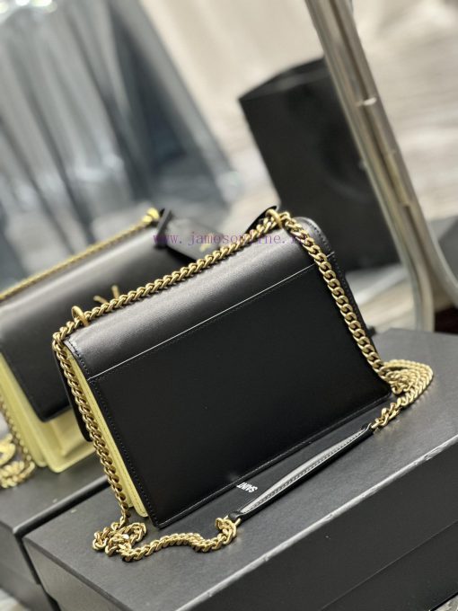 Yves Saint Laurent Bags 𝑺𝒖𝒏𝒔𝒆𝒕 𝟮𝟮𝒄𝒎Black with ApricotThe unbeatable classic toothpick patterned sunset bag has been cz418jhv - Image 8