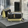Yves Saint Laurent Bags Sunset_19cmBlack with apricot colorThe unbeatable classic toothpick patterned sunset bag has kc64ng1e