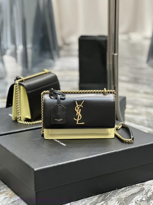 Yves Saint Laurent Bags Sunset_19cmBlack with apricot colorThe unbeatable classic toothpick patterned sunset bag has kc64ng1e
