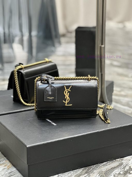 Yves Saint Laurent Bags Sunset_19cmBlack gold buckleThe unbeatable classic toothpick patterned sunset bag has been p 1hphbybs