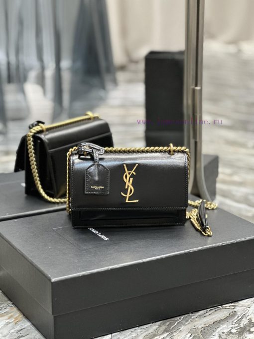 Yves Saint Laurent Bags Sunset_19cmBlack gold buckleThe unbeatable classic toothpick patterned sunset bag has been p 1hphbybs - Image 2