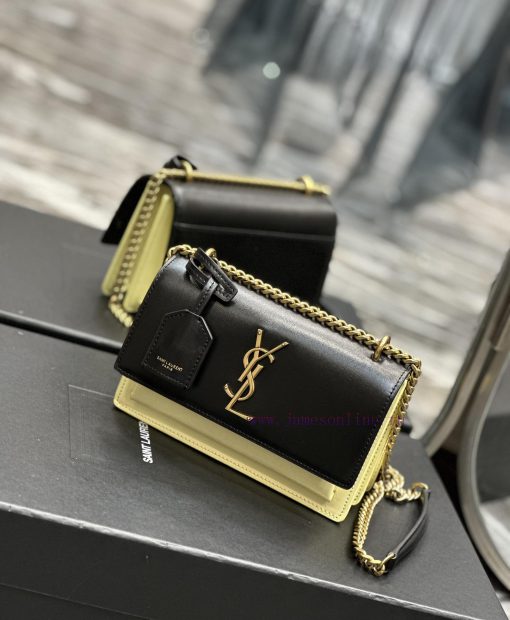 Yves Saint Laurent Bags Sunset_19cmBlack with apricot colorThe unbeatable classic toothpick patterned sunset bag has kc64ng1e - Image 4