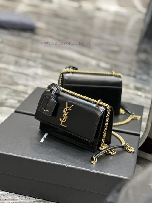 Yves Saint Laurent Bags Sunset_19cmBlack gold buckleThe unbeatable classic toothpick patterned sunset bag has been p 1hphbybs - Image 4