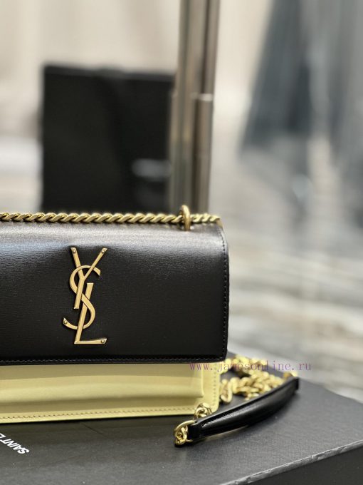Yves Saint Laurent Bags Sunset_19cmBlack with apricot colorThe unbeatable classic toothpick patterned sunset bag has kc64ng1e - Image 6