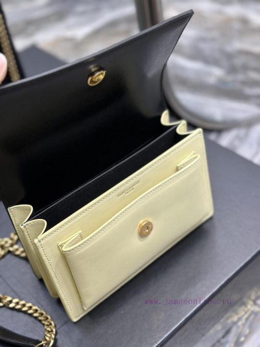 Yves Saint Laurent Bags Sunset_19cmBlack with apricot colorThe unbeatable classic toothpick patterned sunset bag has kc64ng1e - Image 10