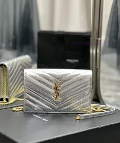 Yves Saint Laurent Bags Silver diamond patterned gold buckle_Monogram woc_19cm The WoC small envelope bag is coming y4dg7tkb