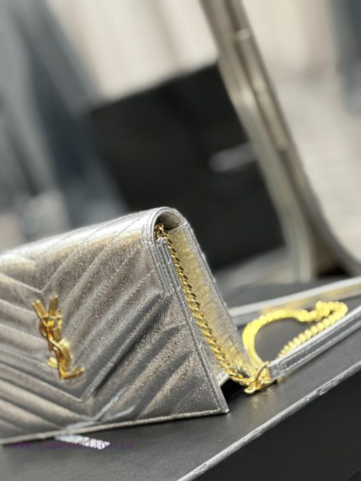 Yves Saint Laurent Bags Silver diamond patterned gold buckle_Monogram woc_19cm The WoC small envelope bag is coming y4dg7tkb - Image 6