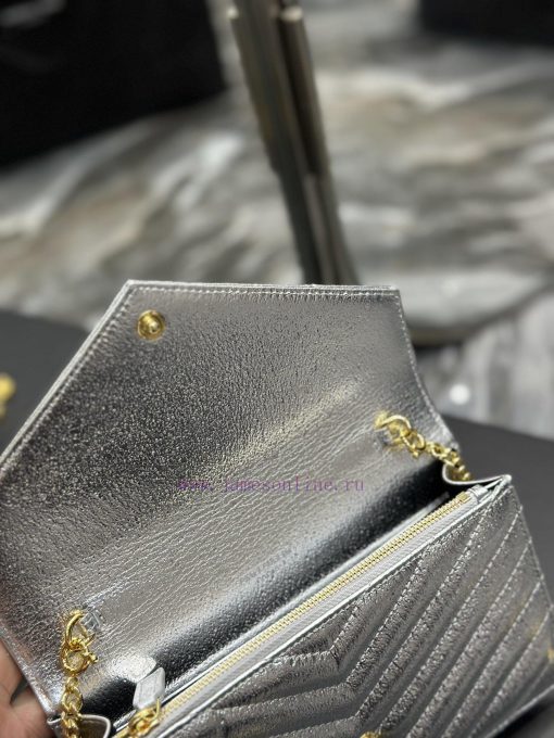 Yves Saint Laurent Bags Silver diamond patterned gold buckle_Monogram woc_19cm The WoC small envelope bag is coming y4dg7tkb - Image 8