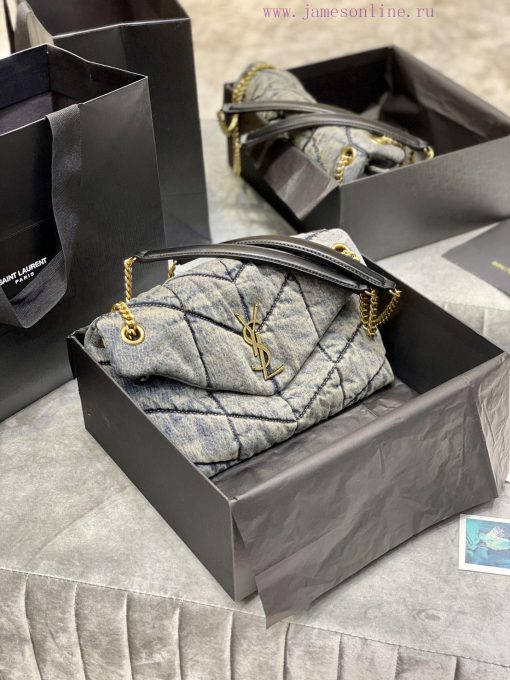 Yves Saint Laurent Bags Loulou Puffer hung up - Black shoulder strapDon't be fooled by this series of denim bags. Th h7u2yblb - Image 3
