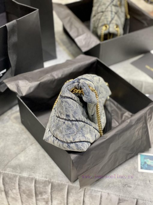 Yves Saint Laurent Bags Loulou Puffer hung up - Black shoulder strapDon't be fooled by this series of denim bags. Th h7u2yblb - Image 6