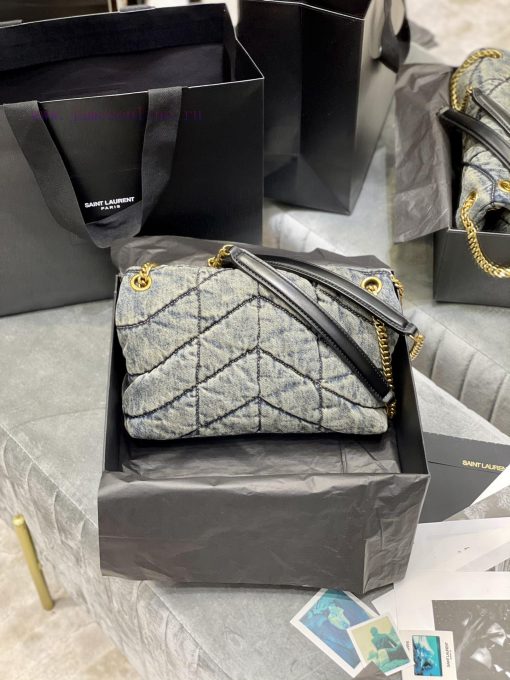 Yves Saint Laurent Bags Loulou Puffer hung up - Black shoulder strapDon't be fooled by this series of denim bags. Th h7u2yblb - Image 7