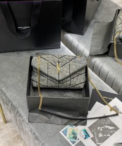 Yves Saint Laurent Bags Loulou Puffer hung up _ 23cmBlack shoulder strap_Don't be fooled by this series of denim bag wrti8kur