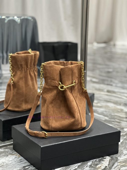 Yves Saint Laurent Bags LE MAILLON's new hook and loop bucket bag is made of Italian gold buckle suede, which is ver 26arta52 - Image 2