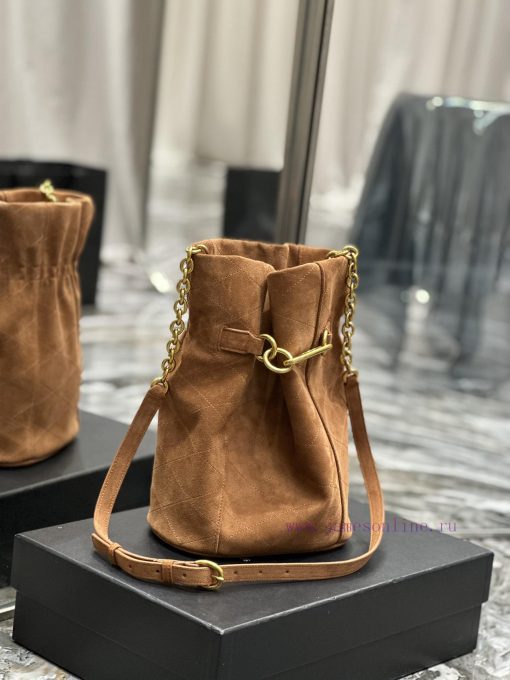 Yves Saint Laurent Bags LE MAILLON's new hook and loop bucket bag is made of Italian gold buckle suede, which is ver 26arta52 - Image 3