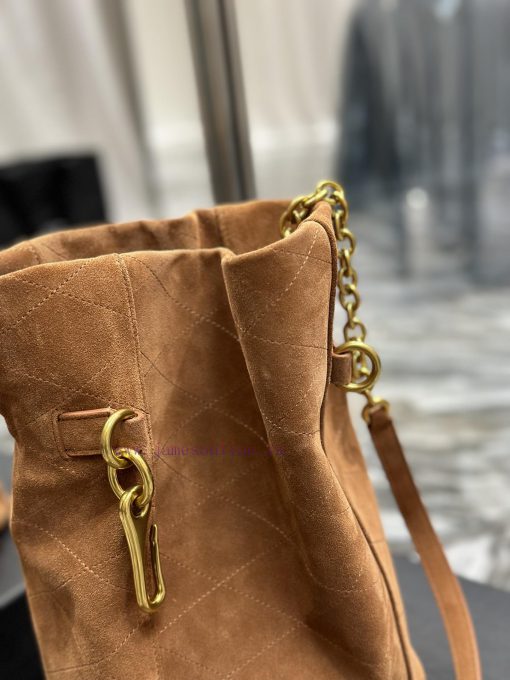 Yves Saint Laurent Bags LE MAILLON's new hook and loop bucket bag is made of Italian gold buckle suede, which is ver 26arta52 - Image 5