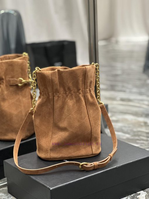 Yves Saint Laurent Bags LE MAILLON's new hook and loop bucket bag is made of Italian gold buckle suede, which is ver 26arta52 - Image 7