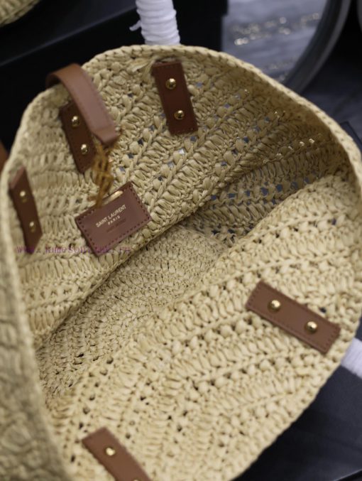 Yves Saint Laurent Bags Apricot SmallPANIER vegetable basket V-shaped hollow woven straw tote bag_The exquisite Pari igb9da0s - Image 6