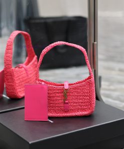 Yves Saint Laurent Bags Rose Red Small_LE 5 A ̀ 7 armpit woven bag for la~Full of artistic atmosphere, the Lafite gr 9t2tn79q