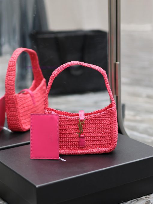 Yves Saint Laurent Bags Rose Red Small_LE 5 A ̀ 7 armpit woven bag for la~Full of artistic atmosphere, the Lafite gr 9t2tn79q