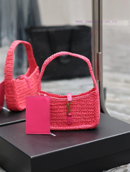 Yves Saint Laurent Bags Rose Red Small_LE 5 A ̀ 7 armpit woven bag for la~Full of artistic atmosphere, the Lafite gr 9t2tn79q - Image 2