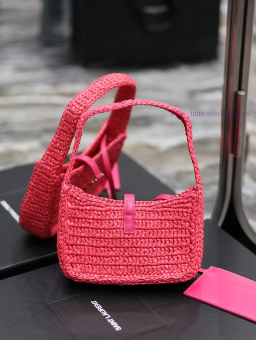 Yves Saint Laurent Bags Rose Red Small_LE 5 A ̀ 7 armpit woven bag for la~Full of artistic atmosphere, the Lafite gr 9t2tn79q - Image 10