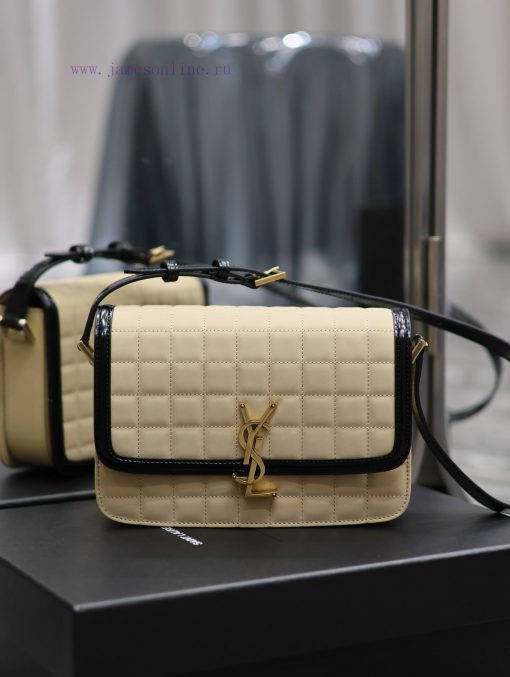Yves Saint Laurent Bags 𝑺𝑶𝑳𝑭𝑬𝑹𝑰𝑵𝑶 𝑩𝑶𝑿 Apricot suede plaid with patent leather_23cmMust be popular, it has already ca 603zvnqi - Image 2