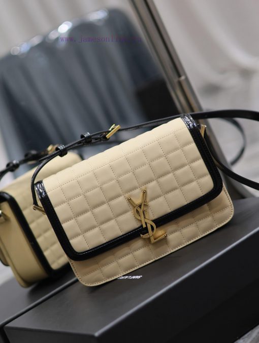 Yves Saint Laurent Bags 𝑺𝑶𝑳𝑭𝑬𝑹𝑰𝑵𝑶 𝑩𝑶𝑿 Apricot suede plaid with patent leather_23cmMust be popular, it has already ca 603zvnqi - Image 3
