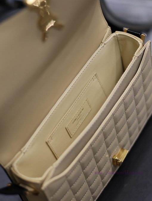 Yves Saint Laurent Bags 𝑺𝑶𝑳𝑭𝑬𝑹𝑰𝑵𝑶 𝑩𝑶𝑿 Apricot suede plaid with patent leather_23cmMust be popular, it has already ca 603zvnqi - Image 9