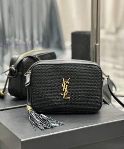 Yves Saint Laurent Bags NEWLou Camera Bag - Black with Black Braided Gold BuckleTop level imported Italian cowhide c k0fyr7dn